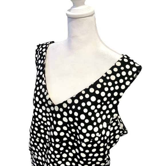 Maya Brooke Sleeveless Sheath Dress in Black and White Polka Dot Size 18W - Picture 4 of 11